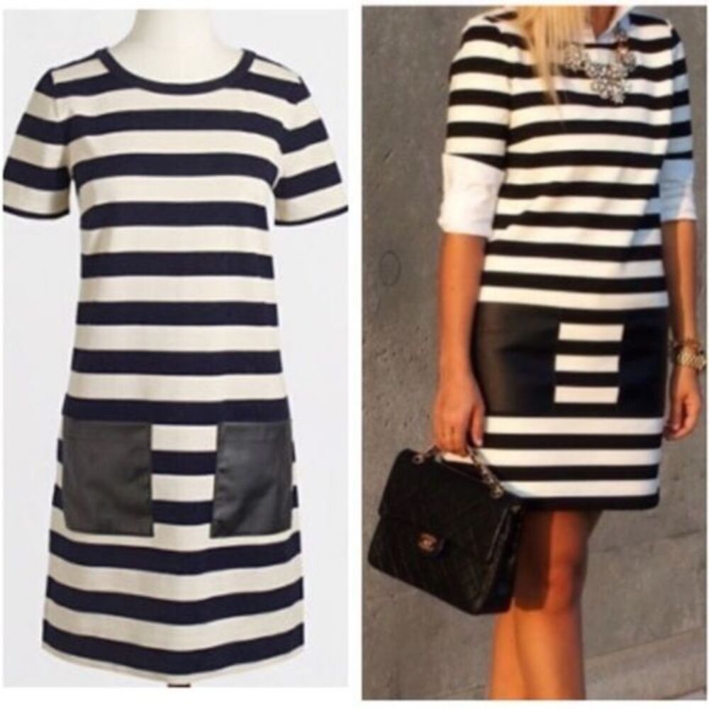 J. Crew Factory Wide Stripe Pocket Dress Size M